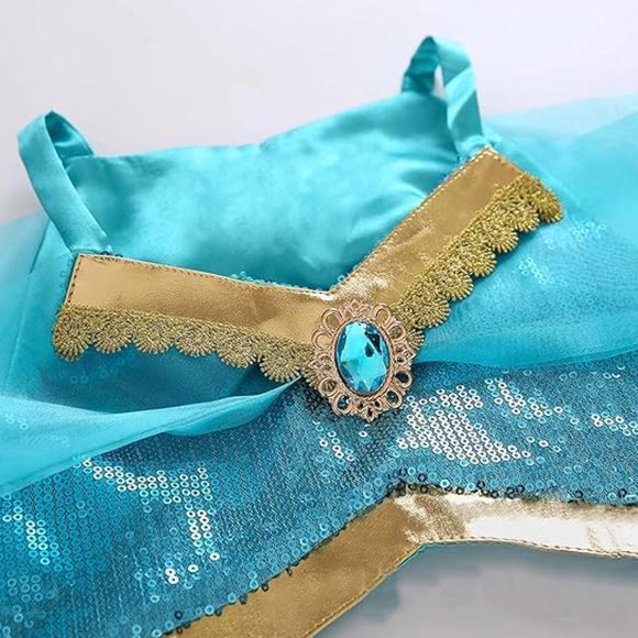 Arabian Princess Costume with Headband Accessories - Halloween Cosplay Outfit - Picture 3 of 6